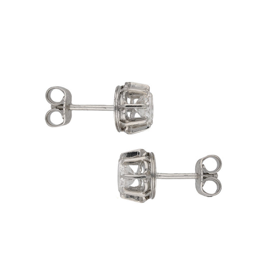 1950s Platinum Diamond Earrings side