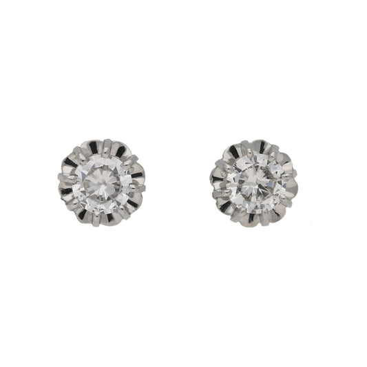 1950s Platinum Diamond Earrings front