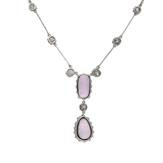 Art Deco Platinum Kunzite & Diamond Necklace back