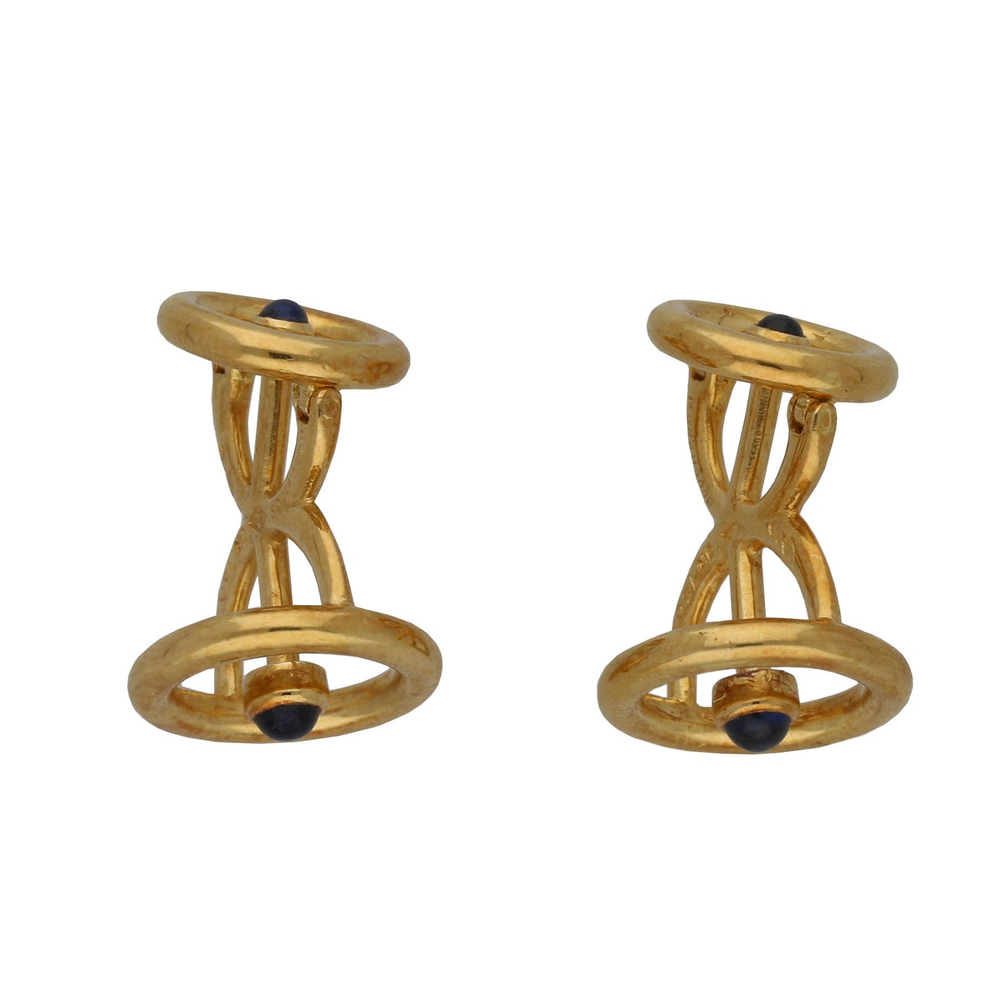 Boucheron French 1970s 18KT Yellow Gold Sapphire Cufflinks top