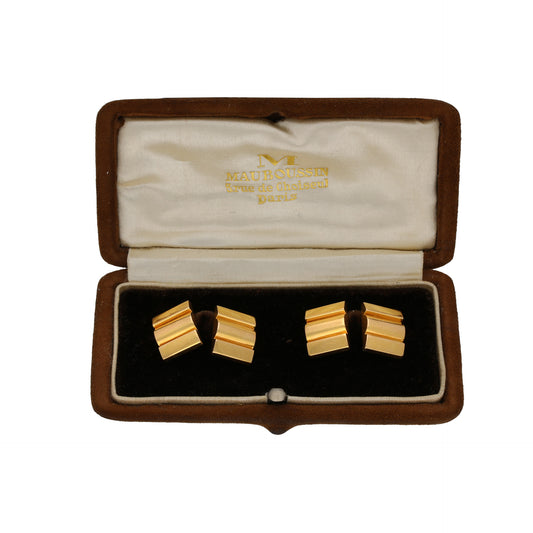 Mauboussin Paris 1950s 18KT Yellow Gold Cufflinks in box