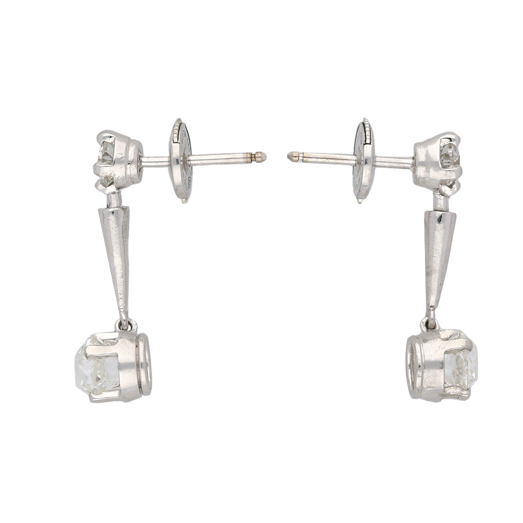 Art Deco 18KT White Gold Diamond Earrings side