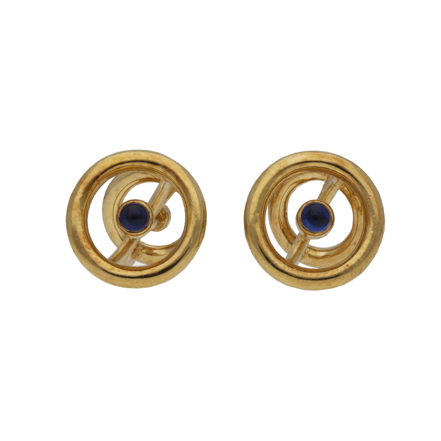 Boucheron French 1970s 18KT Yellow Gold Sapphire Cufflinks front
