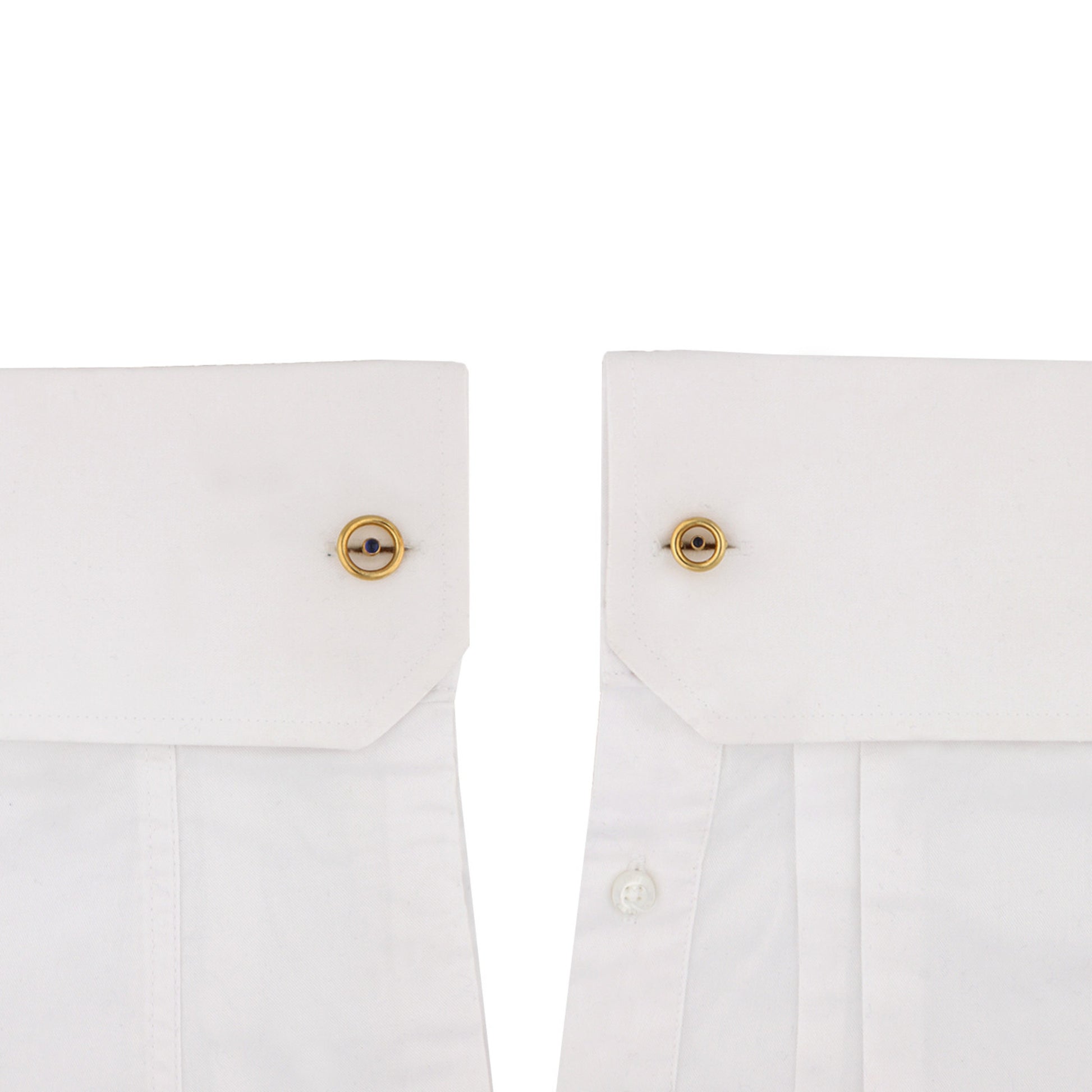 Boucheron French 1970s 18KT Yellow Gold Sapphire Cufflinks on cuff