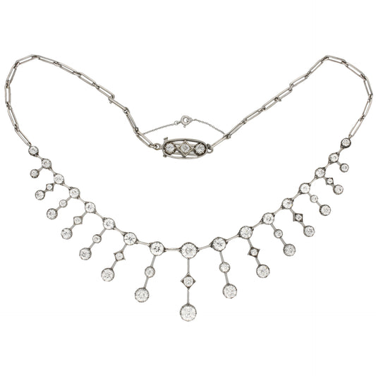 Victorian Silver & 18KT Yellow Gold Diamond Necklace front