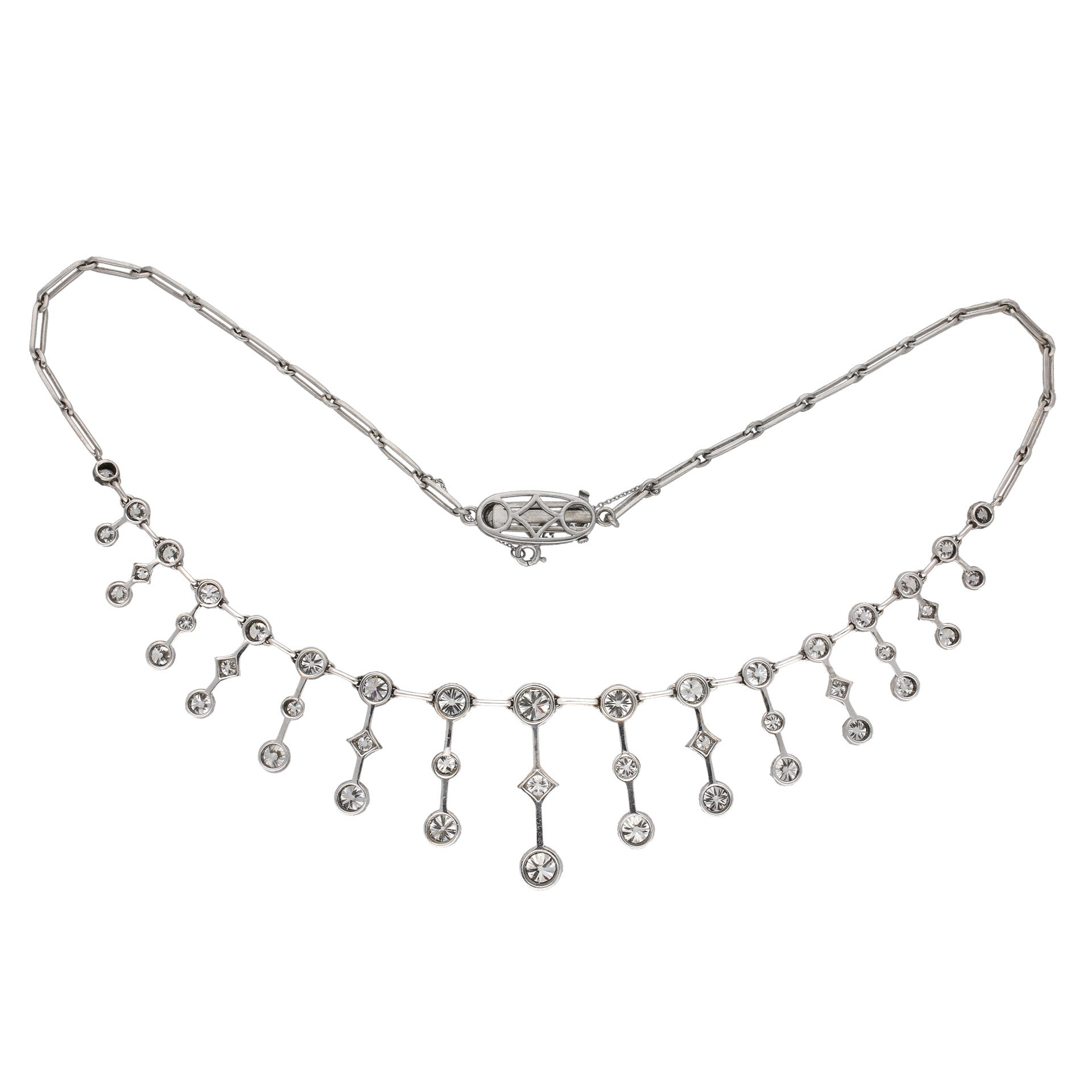 Victorian Silver & 18KT Yellow Gold Diamond Necklace back