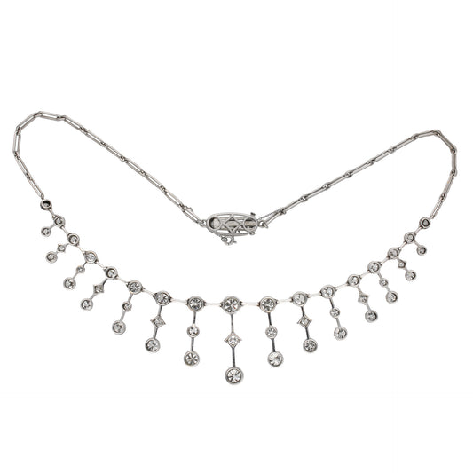 Victorian Silver & 18KT Yellow Gold Diamond Necklace back