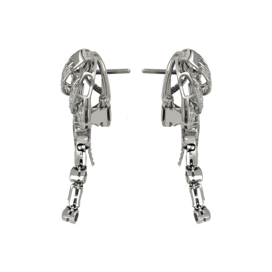 English 1950s Platinum Diamond Earrings side