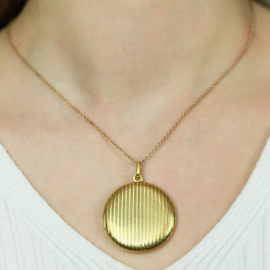 French Victorian 18KT Yellow Gold Locket Pendant on necklace