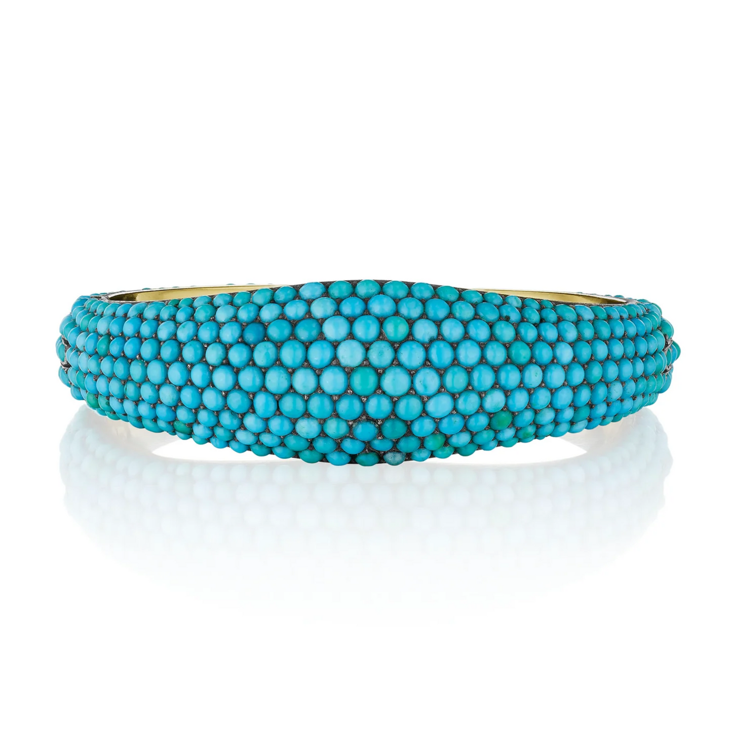 Dutch Victorian Silver & 18KT Yellow Gold Turquoise Bracelet front