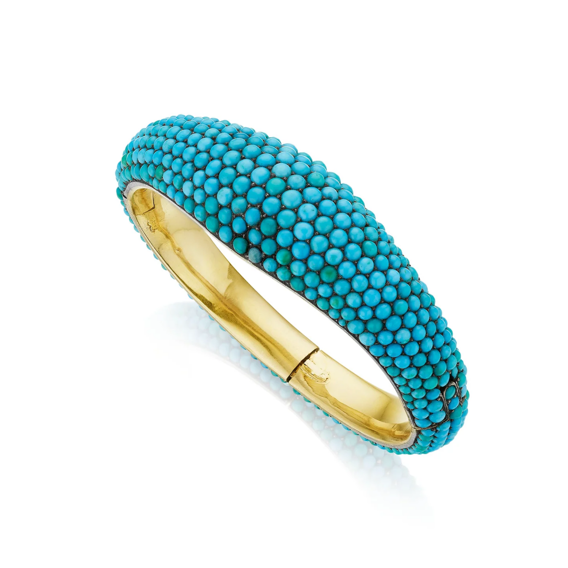 Dutch Victorian Silver & 18KT Yellow Gold Turquoise Bracelet front
