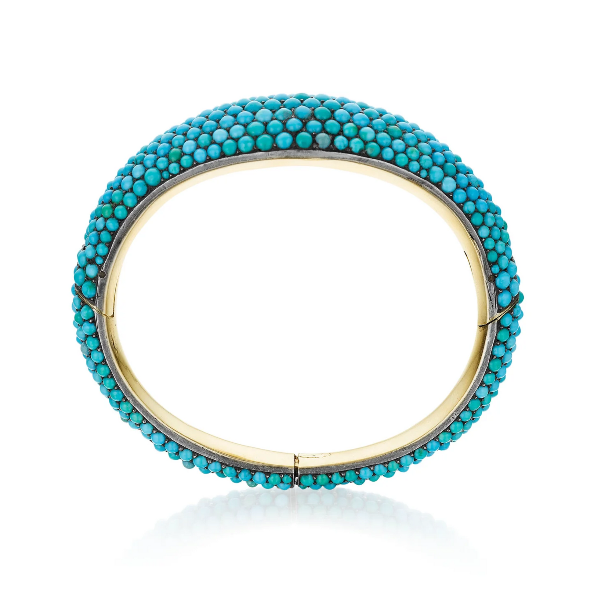Dutch Victorian Silver & 18KT Yellow Gold Turquoise Bracelet profile