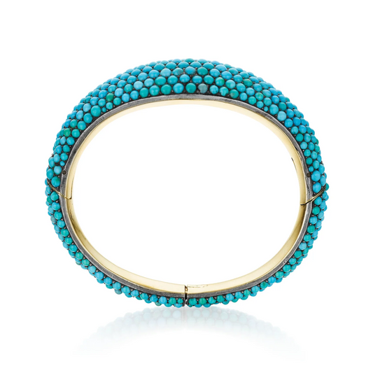 Dutch Victorian Silver & 18KT Yellow Gold Turquoise Bracelet profile