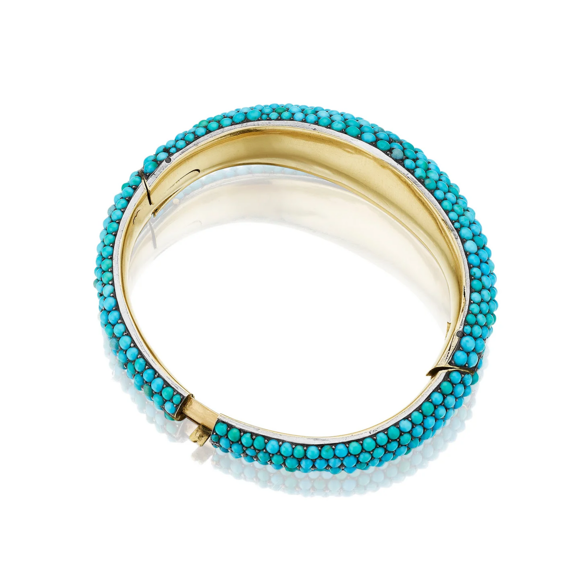 Dutch Victorian Silver & 18KT Yellow Gold Turquoise Bracelet top