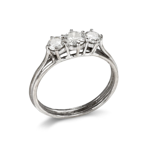 1950s 18KT White Gold Diamond Ring profile