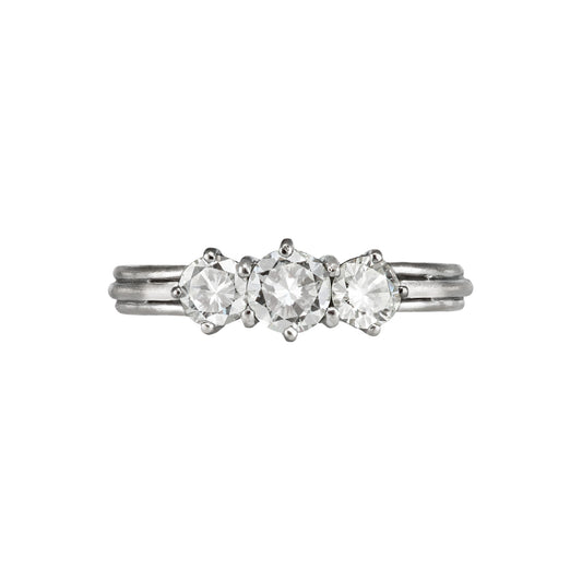 1950s 18KT White Gold Diamond Ring front
