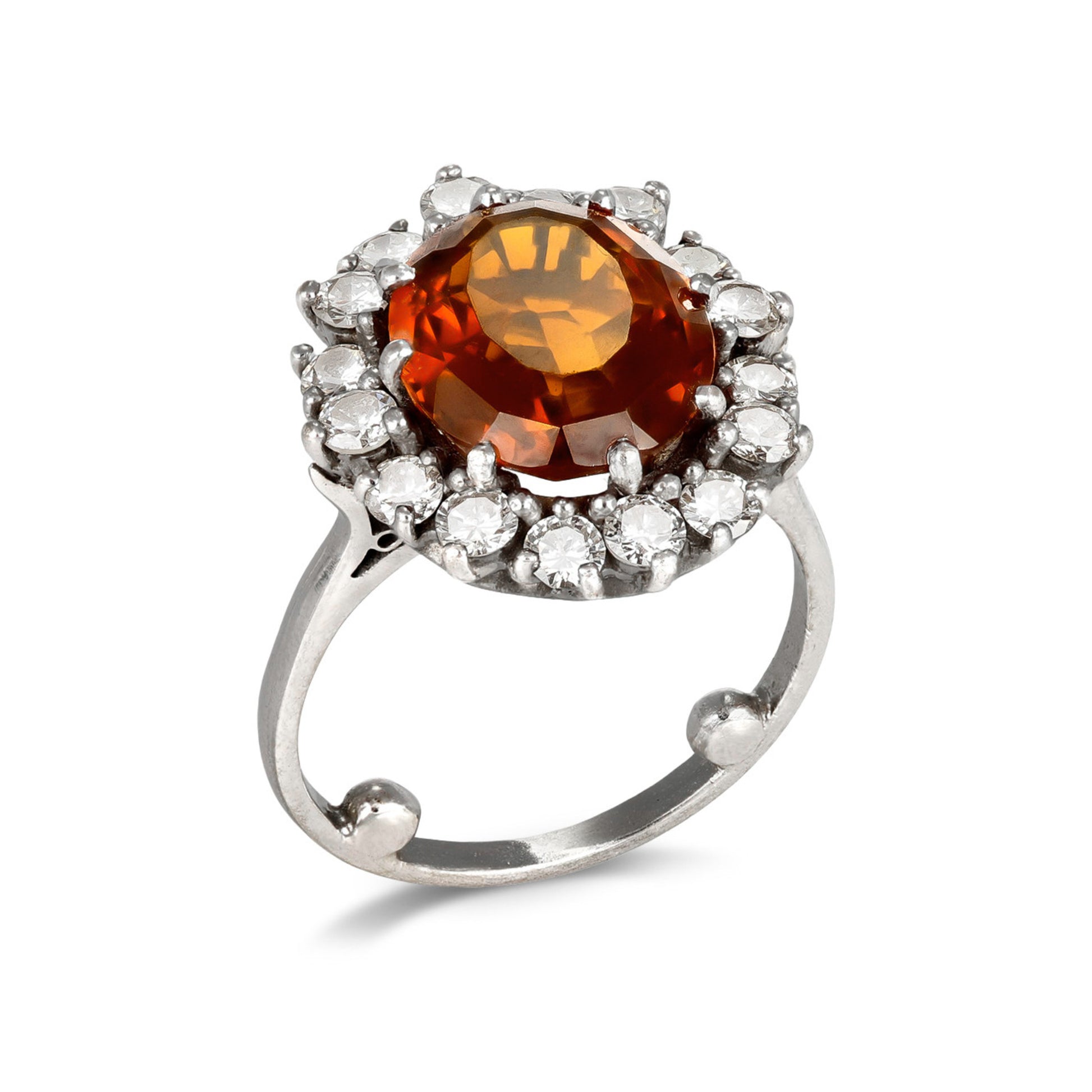 1950s 18KT White Gold Citrine & Diamond Ring profile