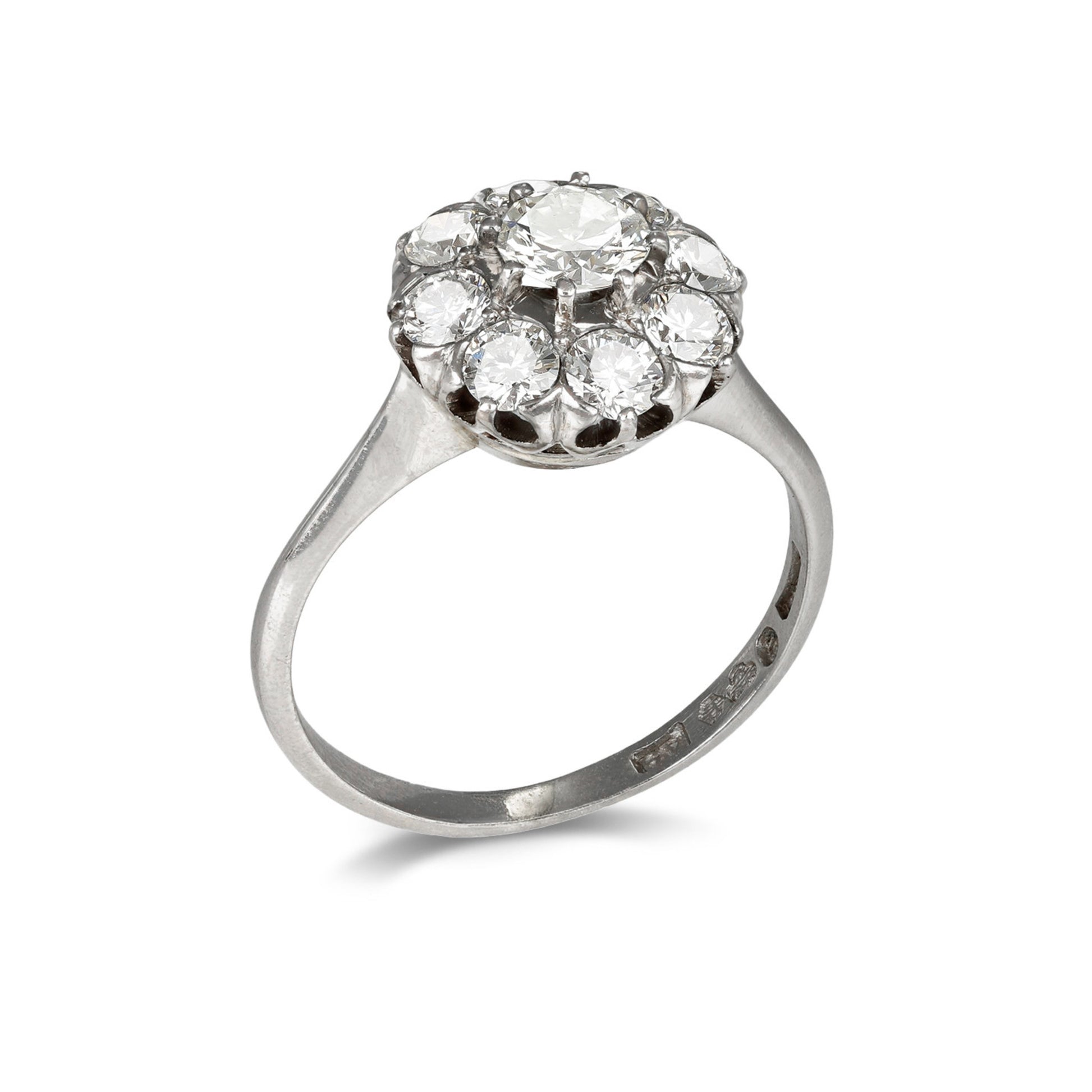 CG Hallberg 1950s Platinum Diamond Ring profile