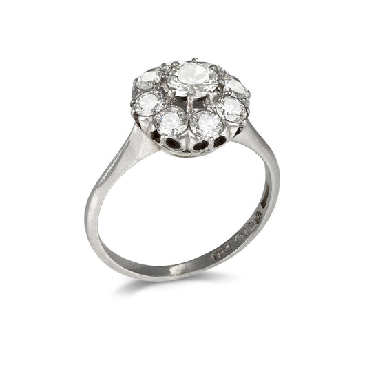 CG Hallberg 1950s Platinum Diamond Ring profile