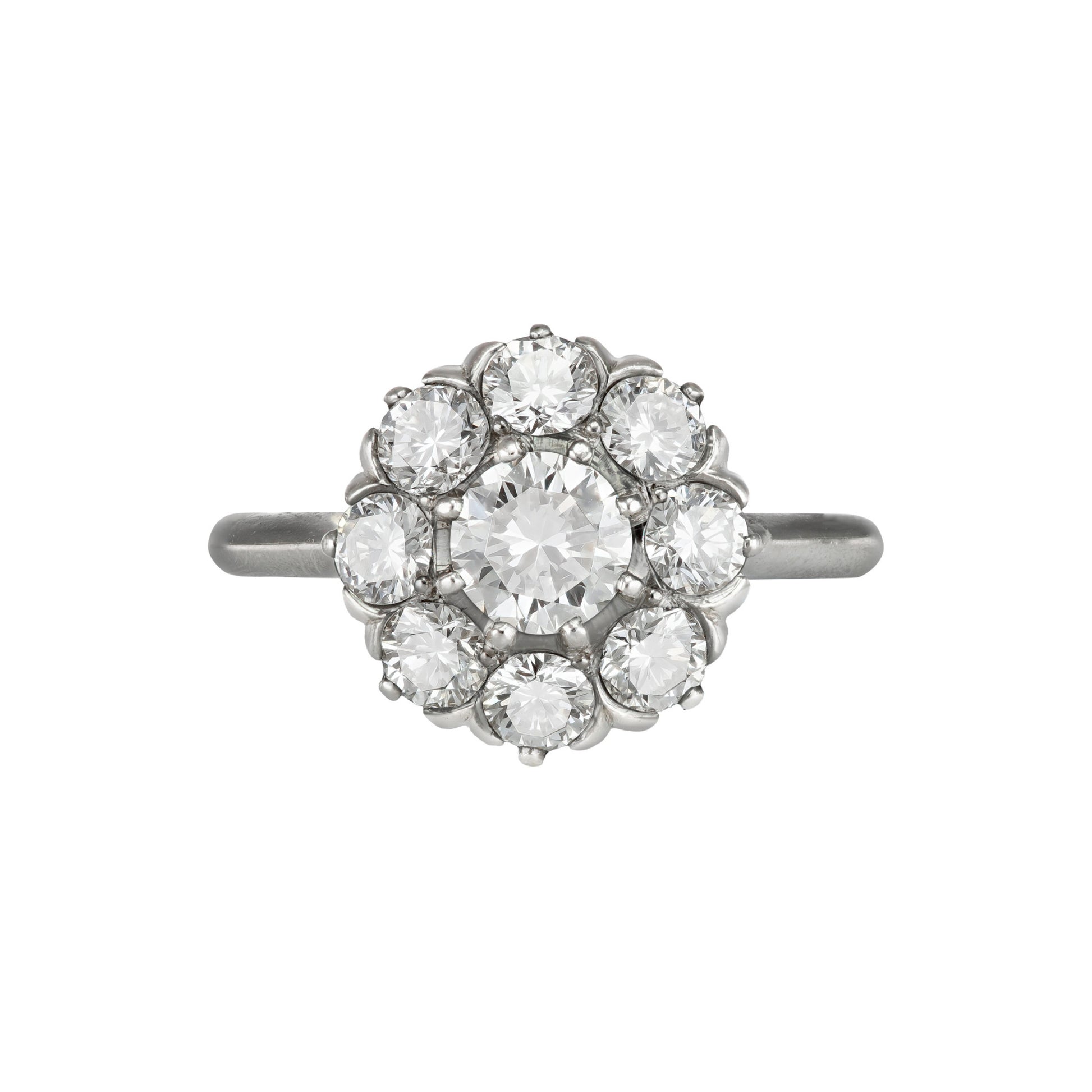 CG Hallberg 1950s Platinum Diamond Ring front