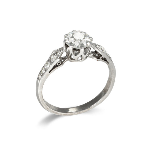 Art Deco Platinum & 18KT White Gold Diamond Ring profile