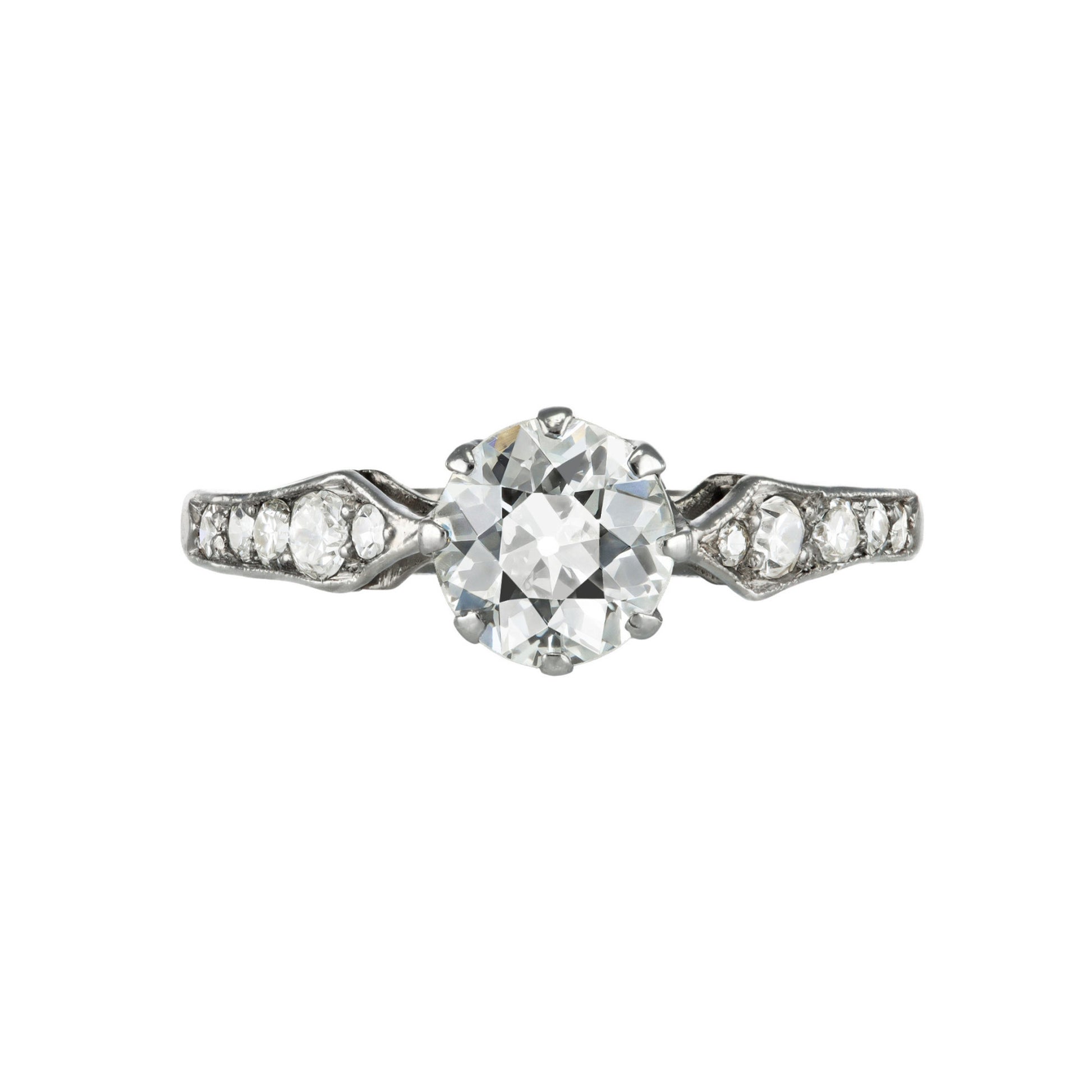 Art Deco Platinum & 18KT White Gold Diamond Ring front