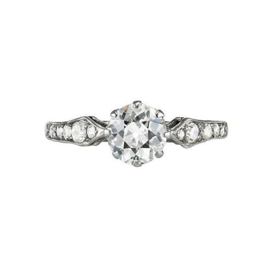 Art Deco Platinum & 18KT White Gold Diamond Ring front