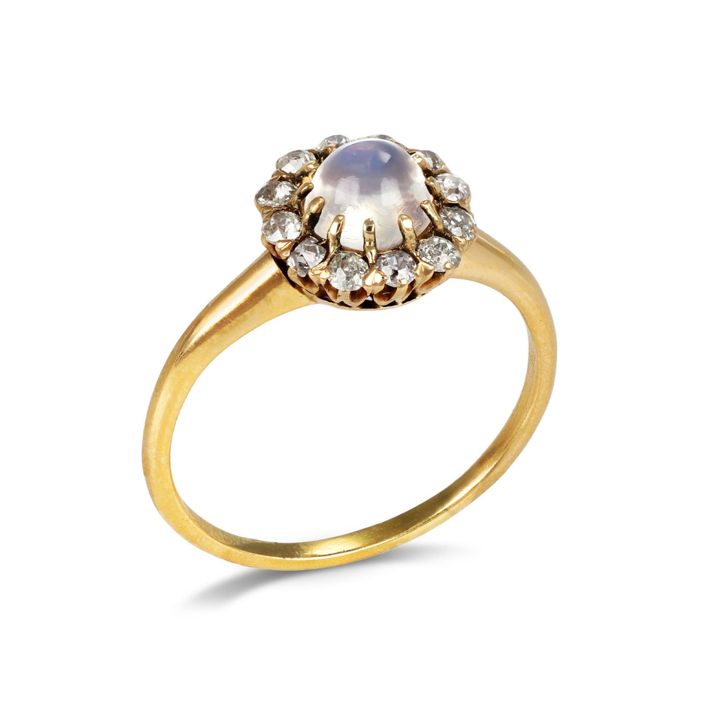 Victorian 18KT Yellow Gold Moonstone & Diamond Ring profile
