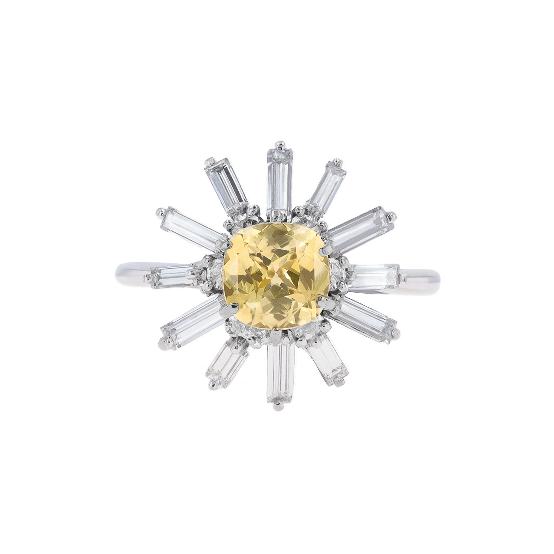 1960s 18KT White Gold Sapphire & Diamond Ring front