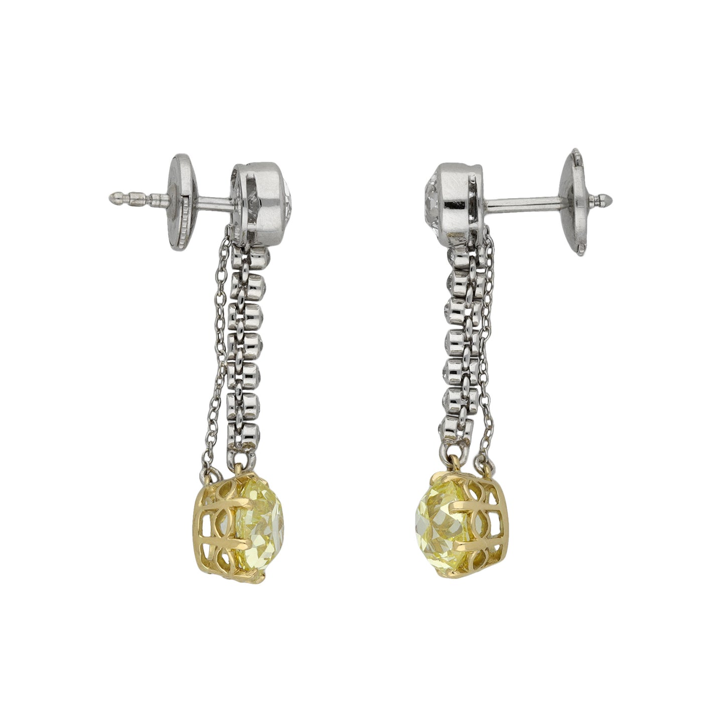 Edwardian Platinum, 18KT White & Yellow Gold Diamond Earrings side