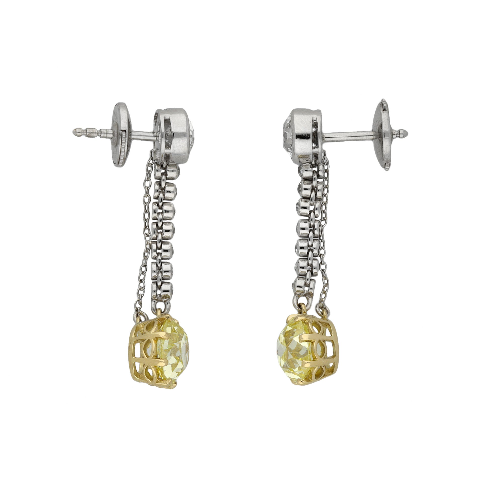 Edwardian Platinum, 18KT White & Yellow Gold Diamond Earrings side