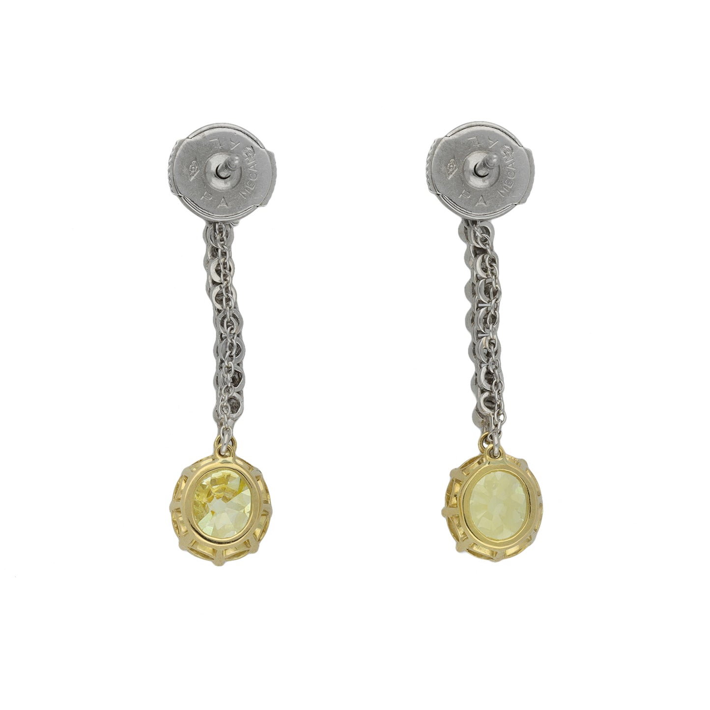 Edwardian Platinum, 18KT White & Yellow Gold Diamond Earrings back