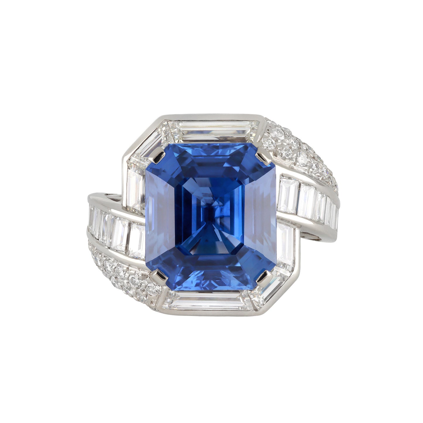1960s Platinum & Iridium Sapphire & Diamond Ring front