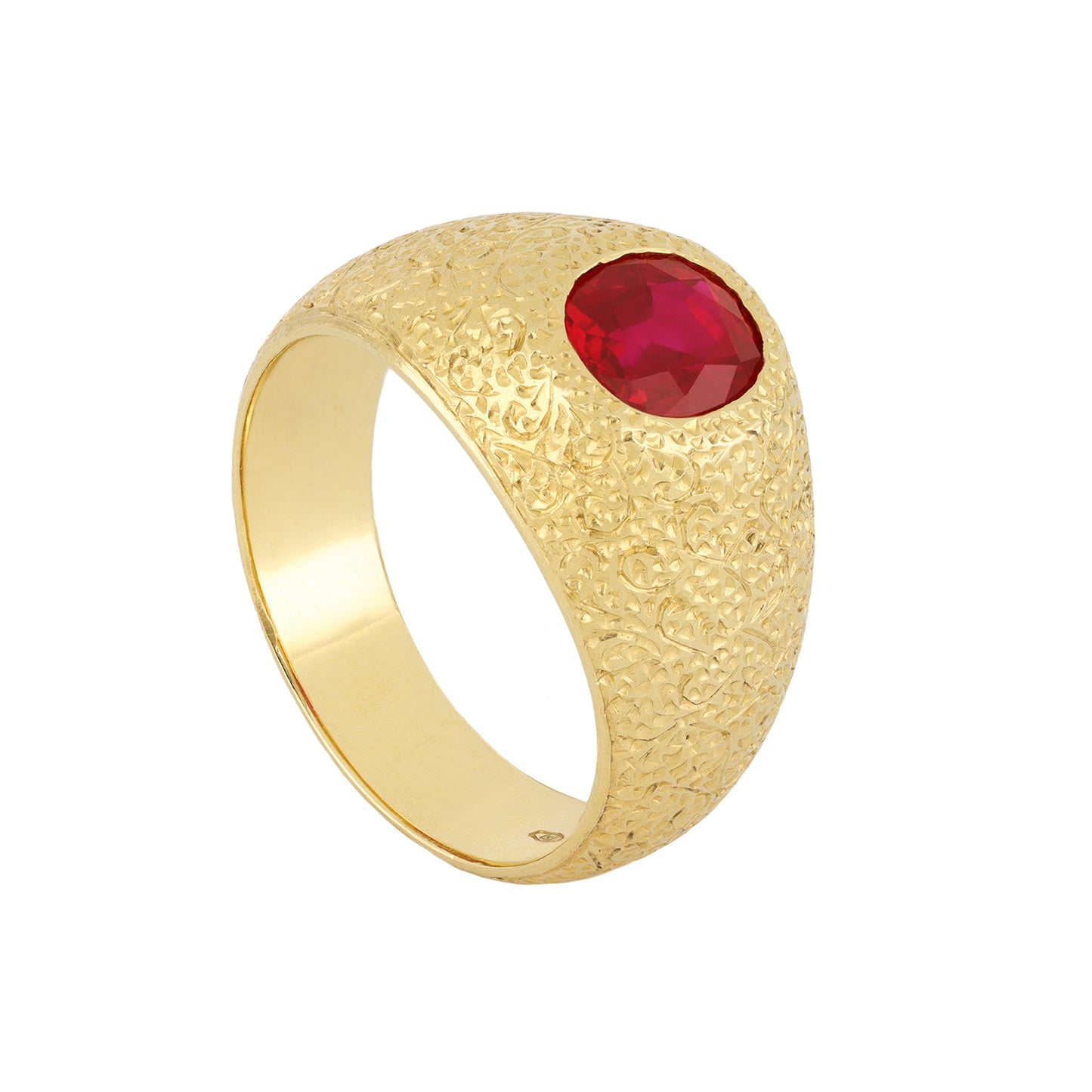 Buccellati Italy 1940s 18KT Yellow Gold Ruby Ring front
