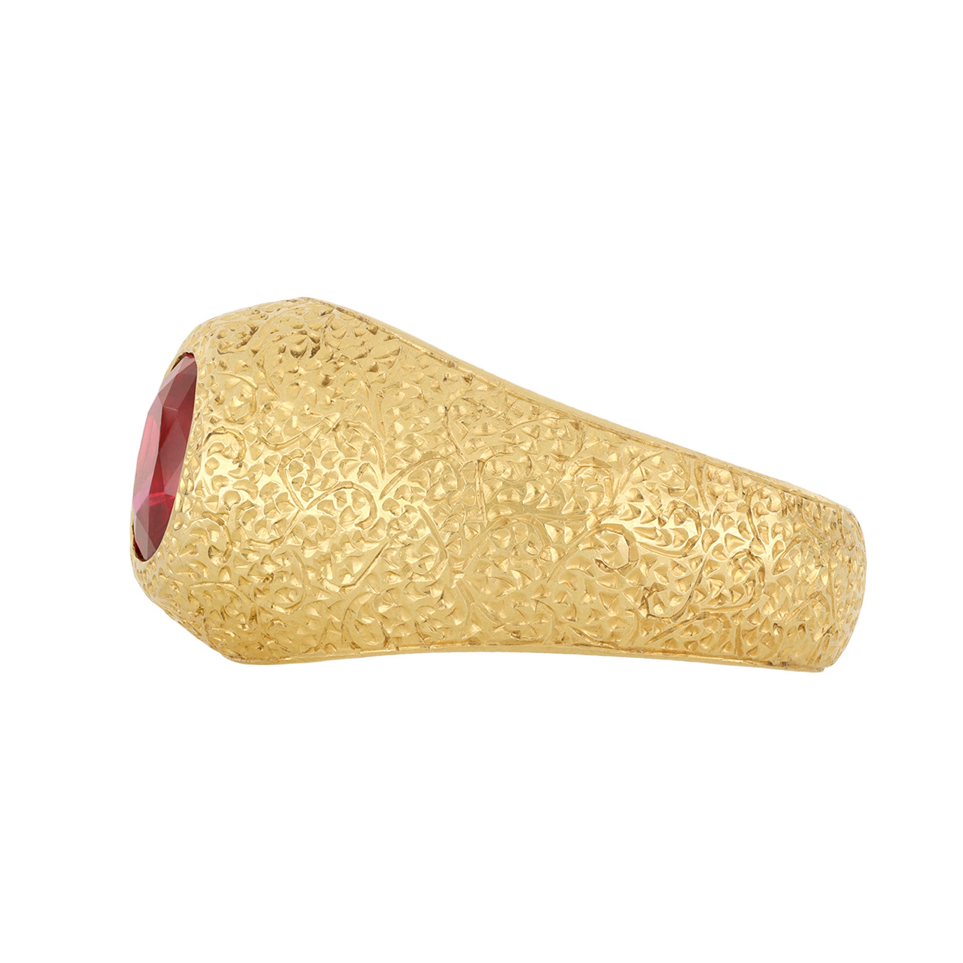 Buccellati Italy 1940s 18KT Yellow Gold Ruby Ring side