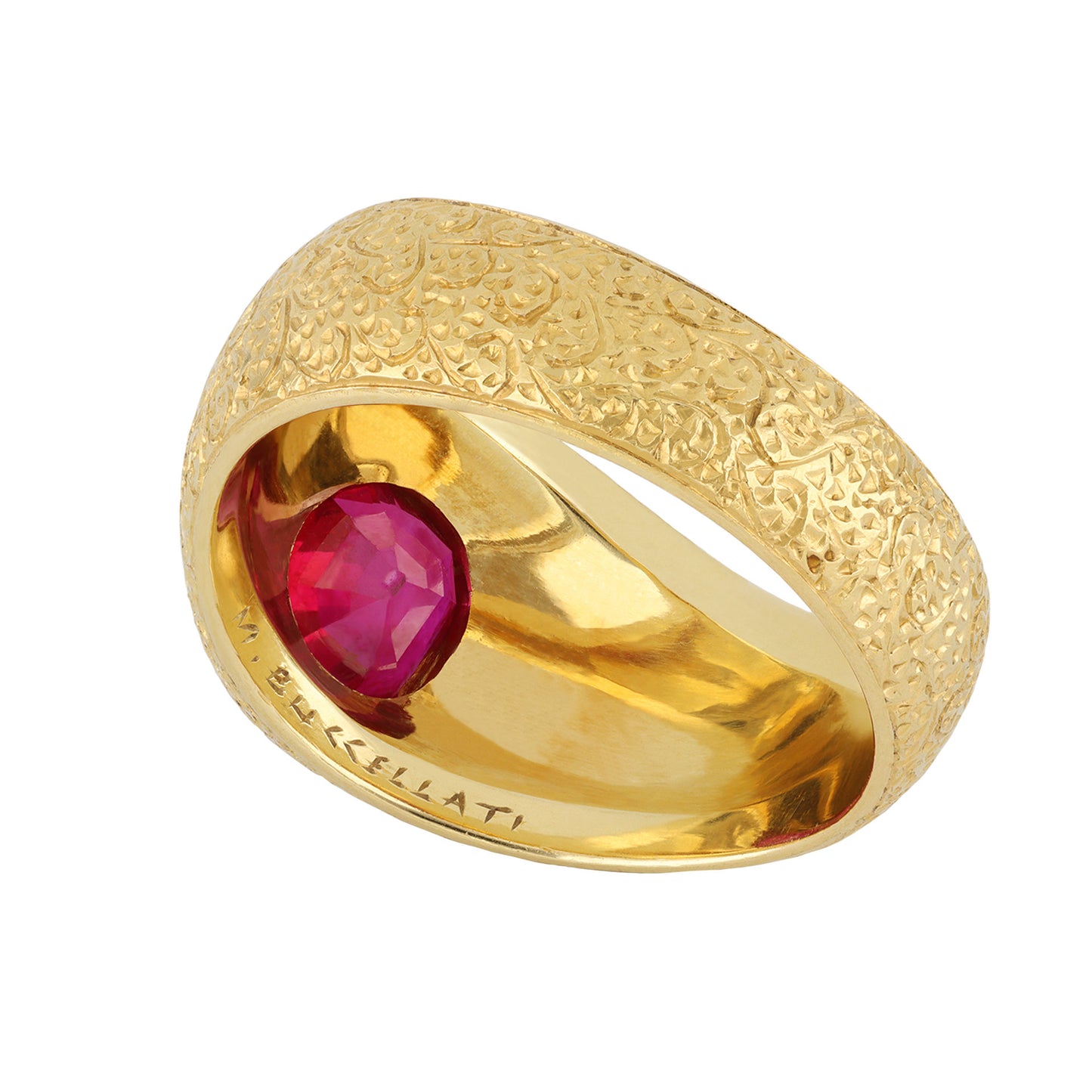 Buccellati Italy 1940s 18KT Yellow Gold Ruby Ring signature
