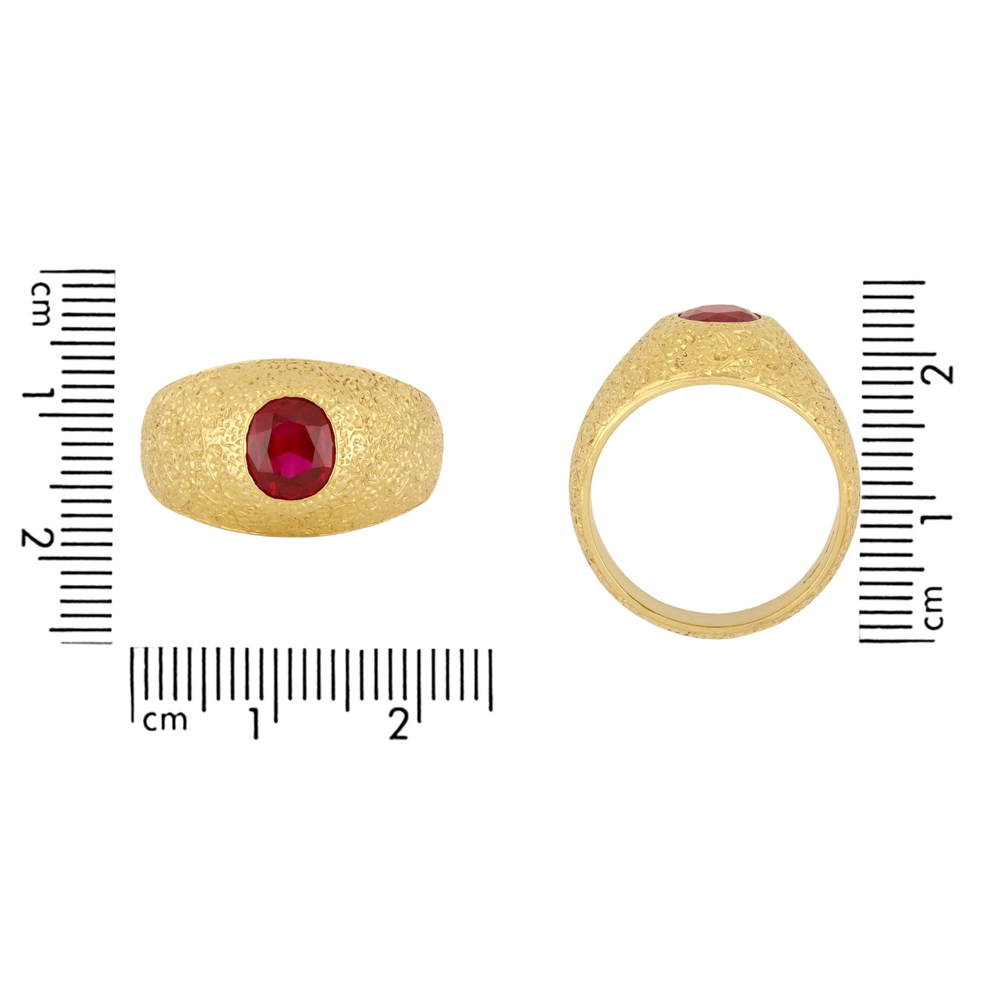 Buccellati Italy 1940s 18KT Yellow Gold Ruby Ring measurements