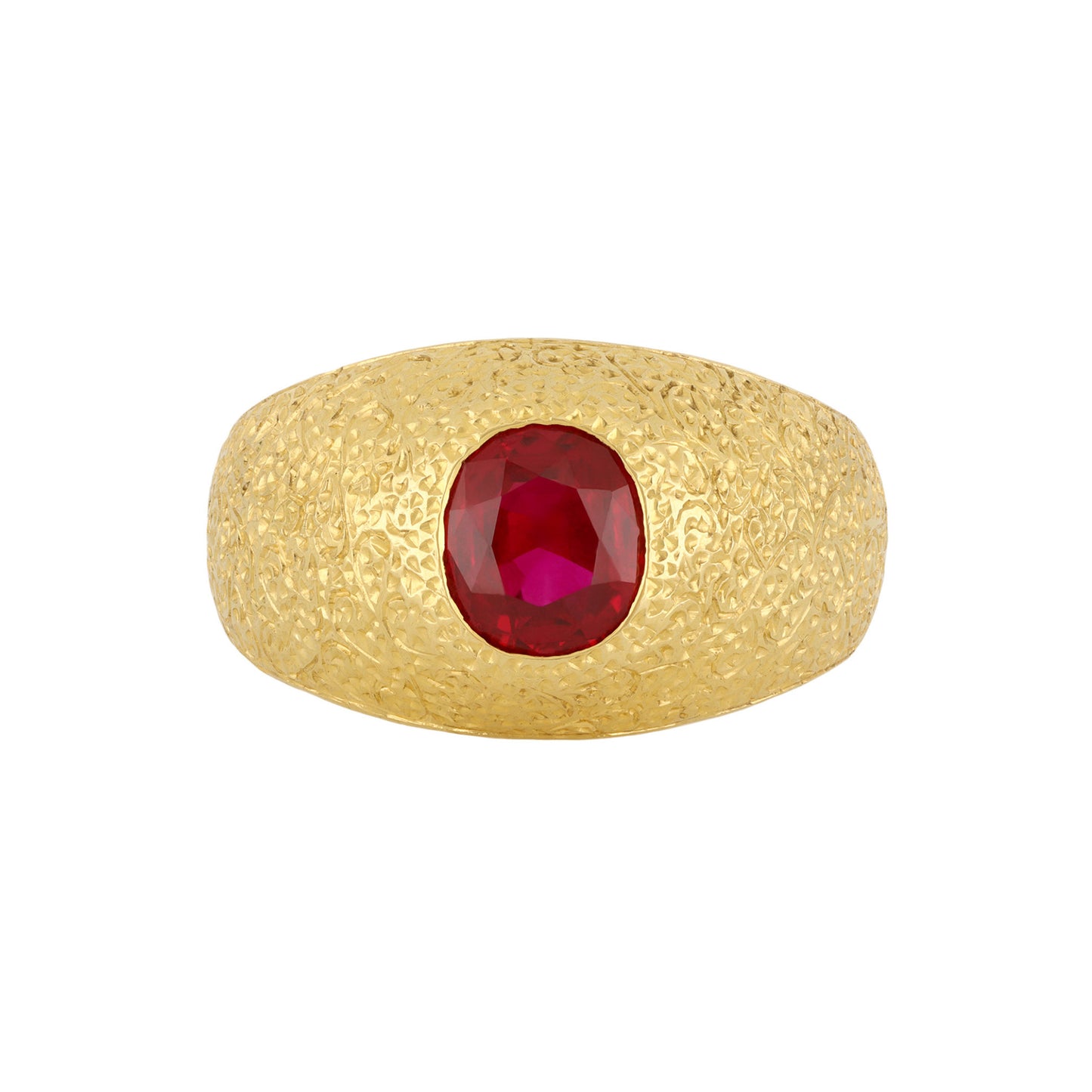 Buccellati Italy 1940s 18KT Yellow Gold Ruby Ring front