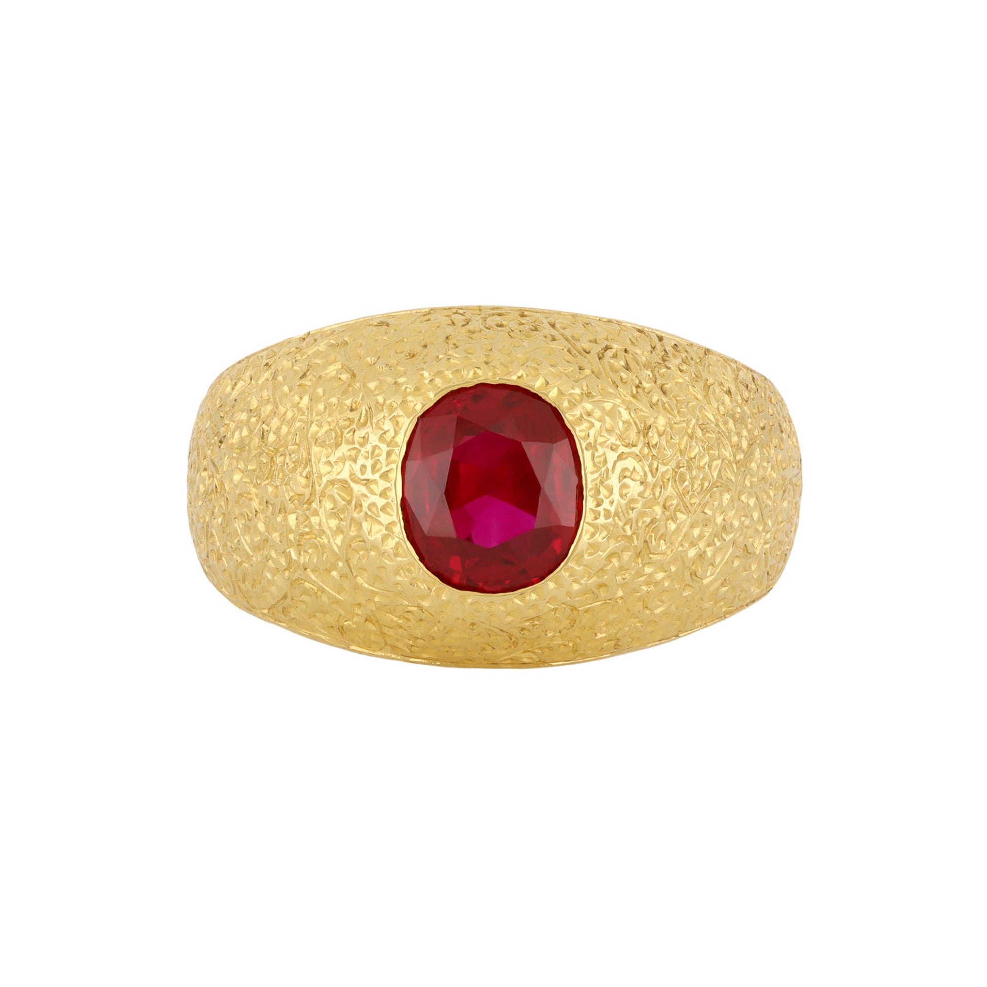 Buccellati Italy 1940s 18KT Yellow Gold Ruby Ring front