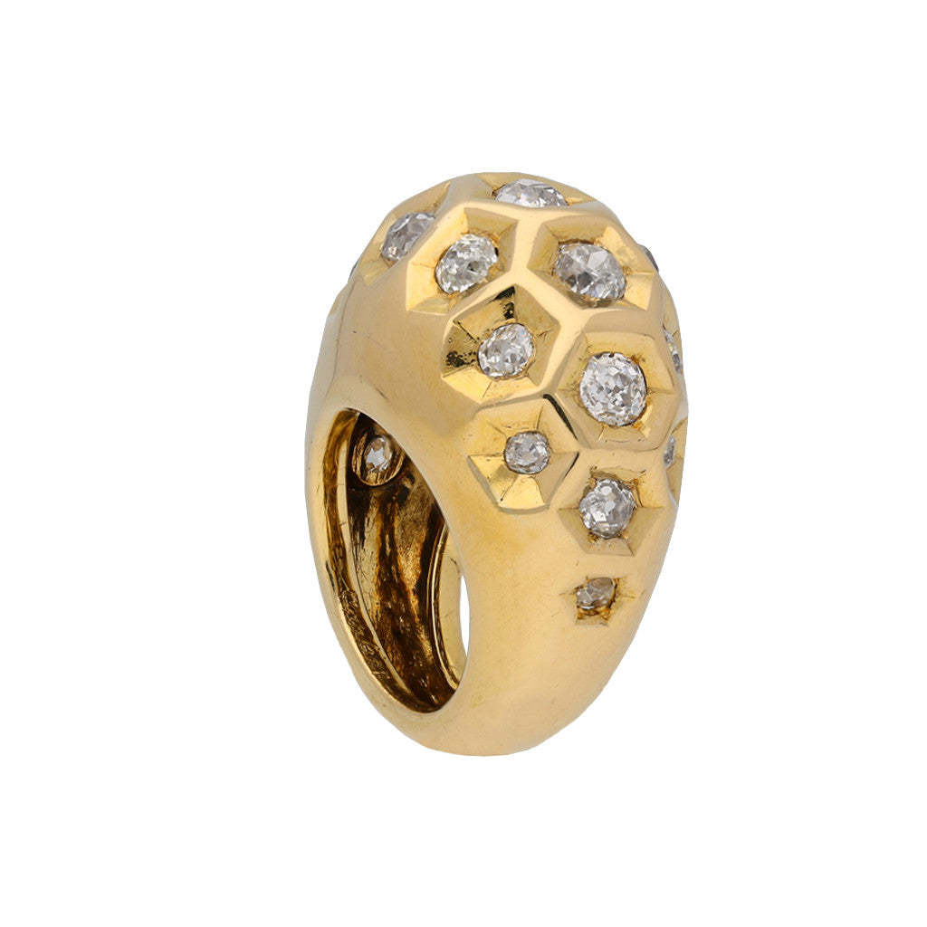 Cartier Paris 1940s 18KT Yellow Gold Diamond Ring side