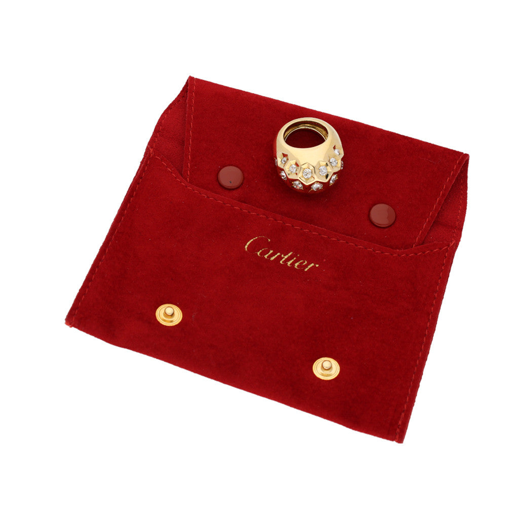 Cartier Paris 1940s 18KT Yellow Gold Diamond Ring box