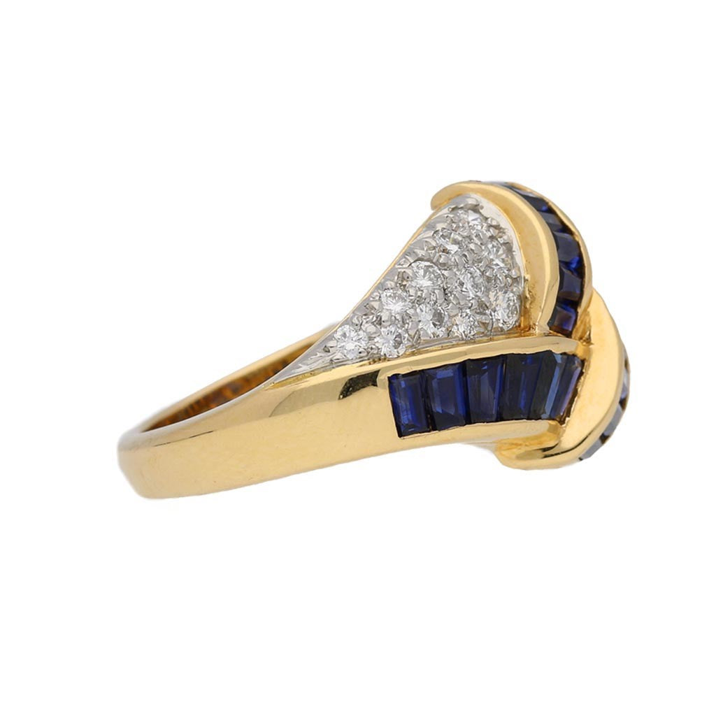 Oscar Heyman Bros. American 1970s Platinum & 18KT Yellow Gold Sapphire & Diamond Ring side