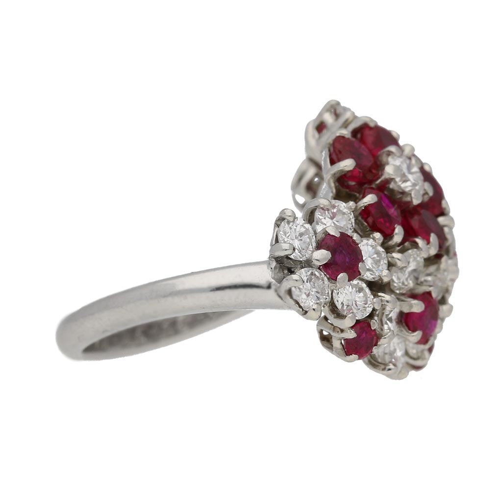 J.E. Caldwell American 1950s Platinum & Iridium Ruby & Diamond Ring side
