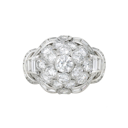Van Cleef & Arpels 1950s Platinum Diamond Ring front