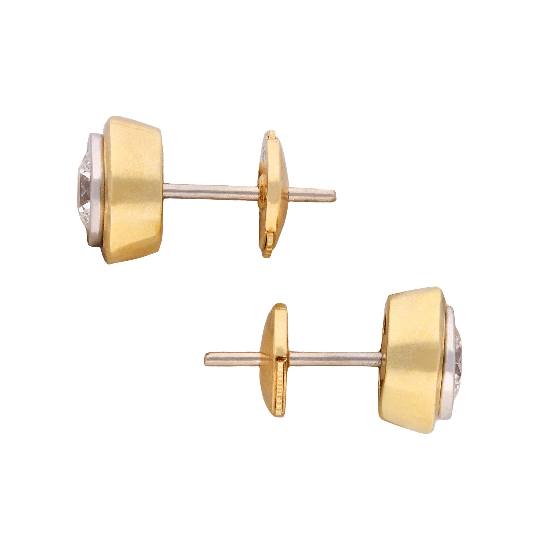 1970s 18KT White & Yellow Gold Diamond Earrings side