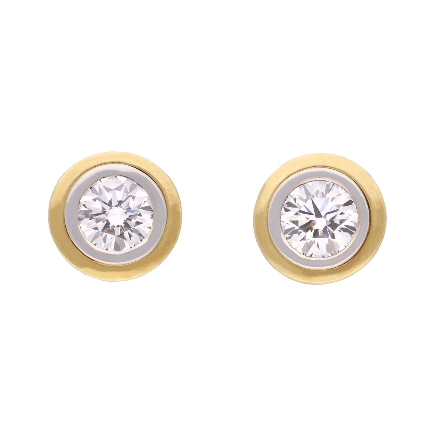 1970s 18KT White & Yellow Gold Diamond Earrings front