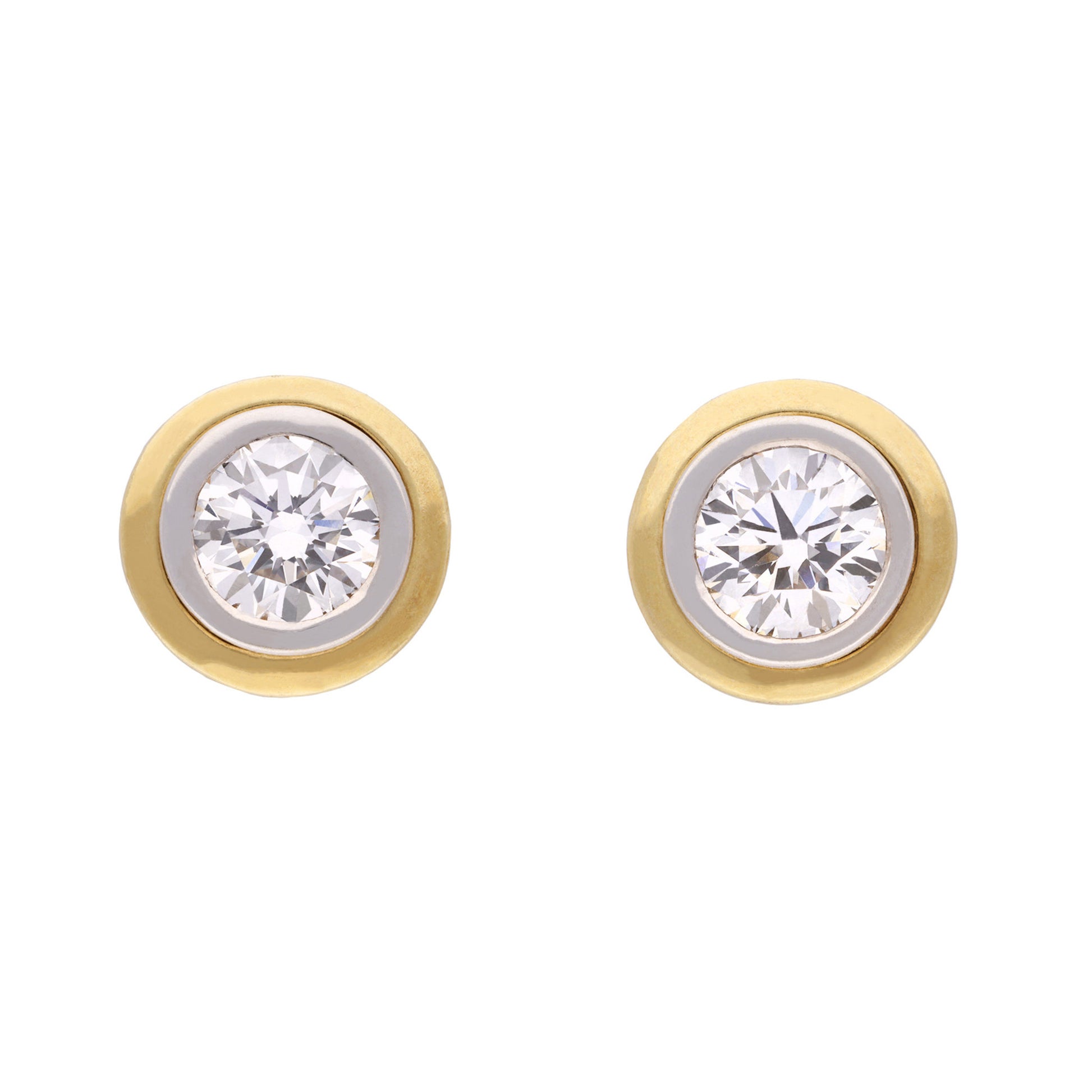 1970s 18KT White & Yellow Gold Diamond Earrings front