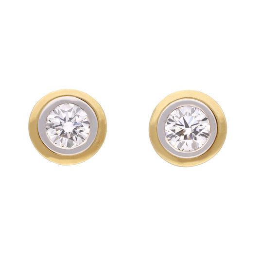 1970s 18KT White & Yellow Gold Diamond Earrings front