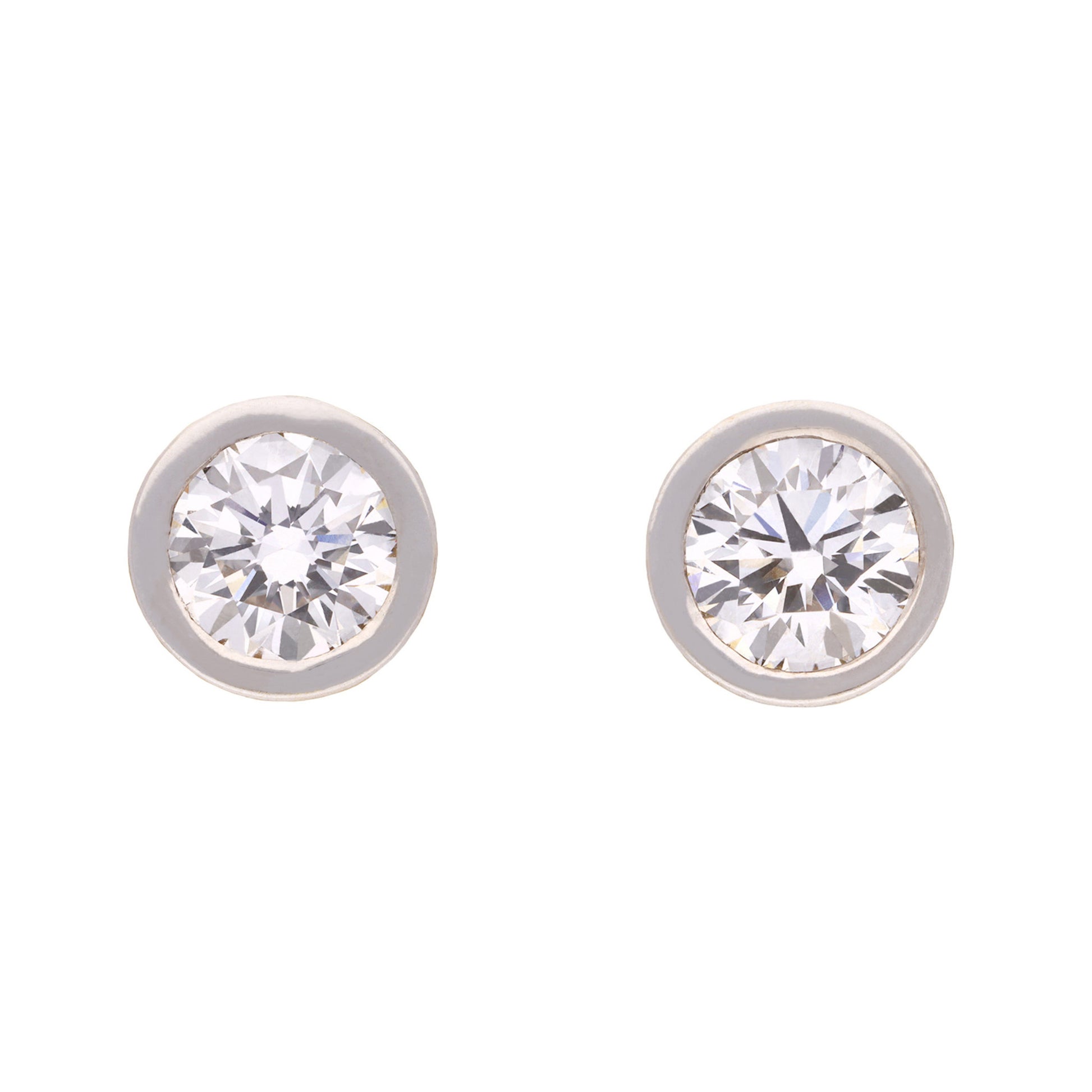 1970s 18KT White & Yellow Gold Diamond Earrings front