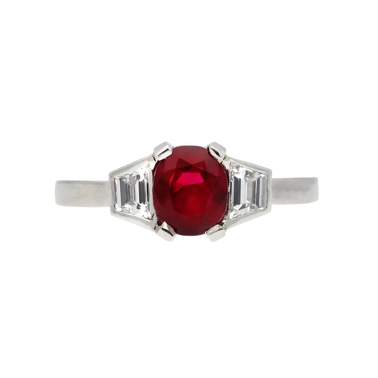 Art Deco Platinum Ruby & Diamond Ring front